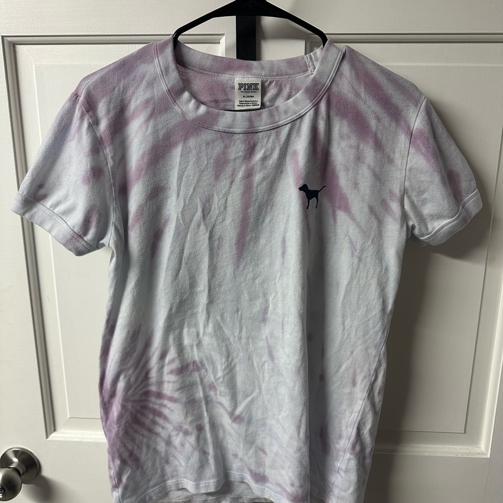 PINK Victoria's Secret purple and White Short Sleeve Tee